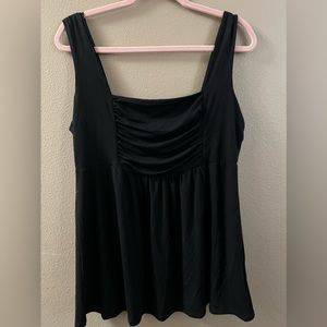 Boston Proper Black Square Neck Ruched